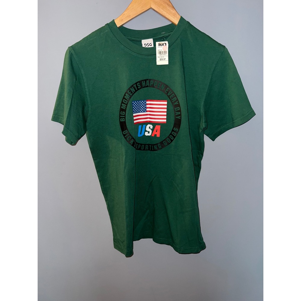 DSG Mens XS Green USA Flag Graphic T-Shirt Big Moments NWT